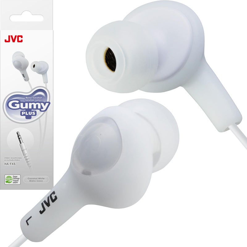 JVC HAFX5W Gumy Plus Inner Ear Headphones (White) - Image 1